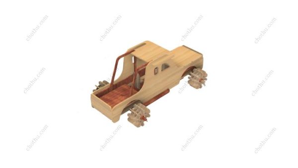 Mô hình xe tải chở hàng tự chế cắt bằng laser - Mô hình 3D