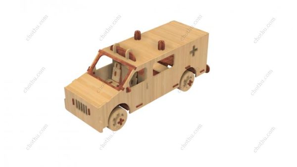 Tệp cắt laser xe cứu thương, Bản vẽ mô hình 3D SVG - Hình ảnh 3
