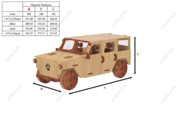 Mô hình xe ô tô địa hình – Mô hình cắt Laser 3D - Hình ảnh 4