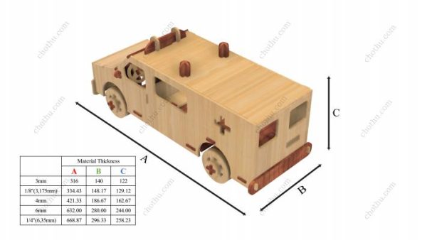 Tệp cắt laser xe cứu thương, Bản vẽ mô hình 3D SVG - Hình ảnh 5