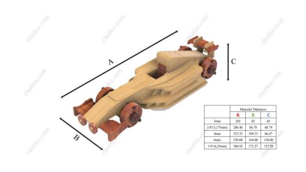 Đồ chơi gỗ cắt laser xe đua F1 - Mô hình 3D - Hình ảnh 4