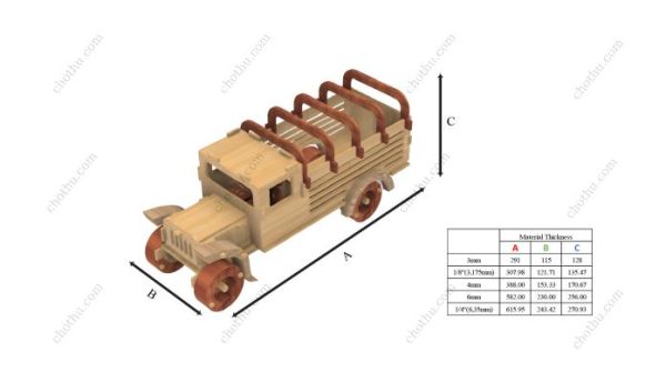 Mô hình xe tải chở hàng cắt bằng laser - Mô hình 3D - Hình ảnh 5