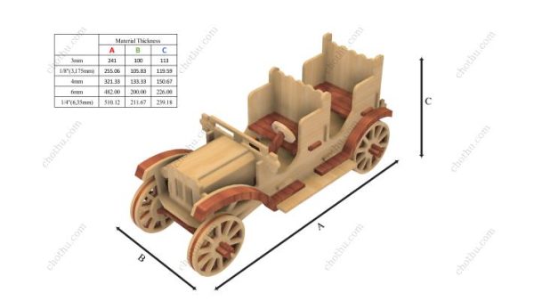 Mô hình 3D xe ngựa cổ điển đồ chơi gỗ cắt bằng laser - Hình ảnh 2