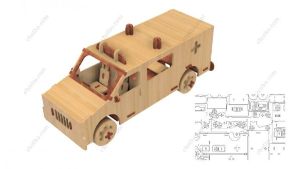 Tệp cắt laser xe cứu thương, Bản vẽ mô hình 3D SVG - Hình ảnh 6