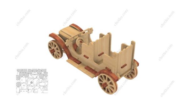 Mô hình 3D xe ngựa cổ điển đồ chơi gỗ cắt bằng laser - Hình ảnh 5