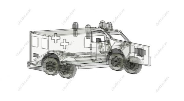 Tệp cắt laser xe cứu thương, Bản vẽ mô hình 3D SVG - Hình ảnh 7
