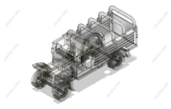 Mô hình xe tải chở hàng cắt bằng laser - Mô hình 3D - Hình ảnh 3