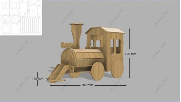 Đồ chơi mô hình tàu hỏa để cắt bằng laser - Mô hình 3D - Hình ảnh 2
