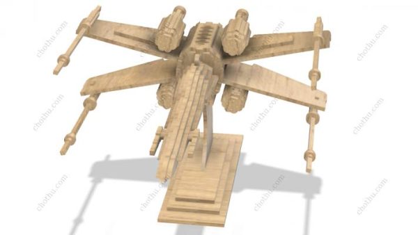 Máy bay chiến đấu X-wing - Mô hình bằng gỗ cắt laser – Mô hình 3D - Hình ảnh 6